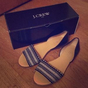 JCrew women’s Morgan woven peep toe flats - 6